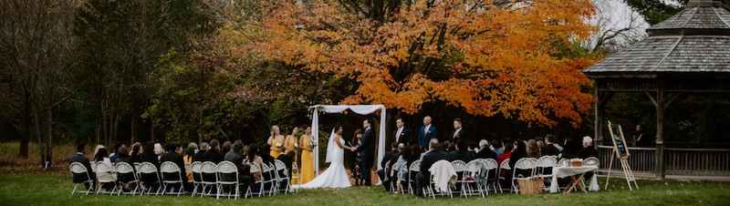 outdoor wedding set up on the West Lawn near the OAC Arboretum Centre