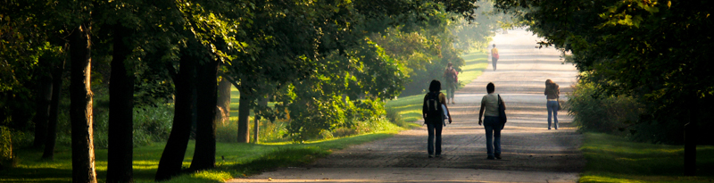 people walking on Arboretum Road