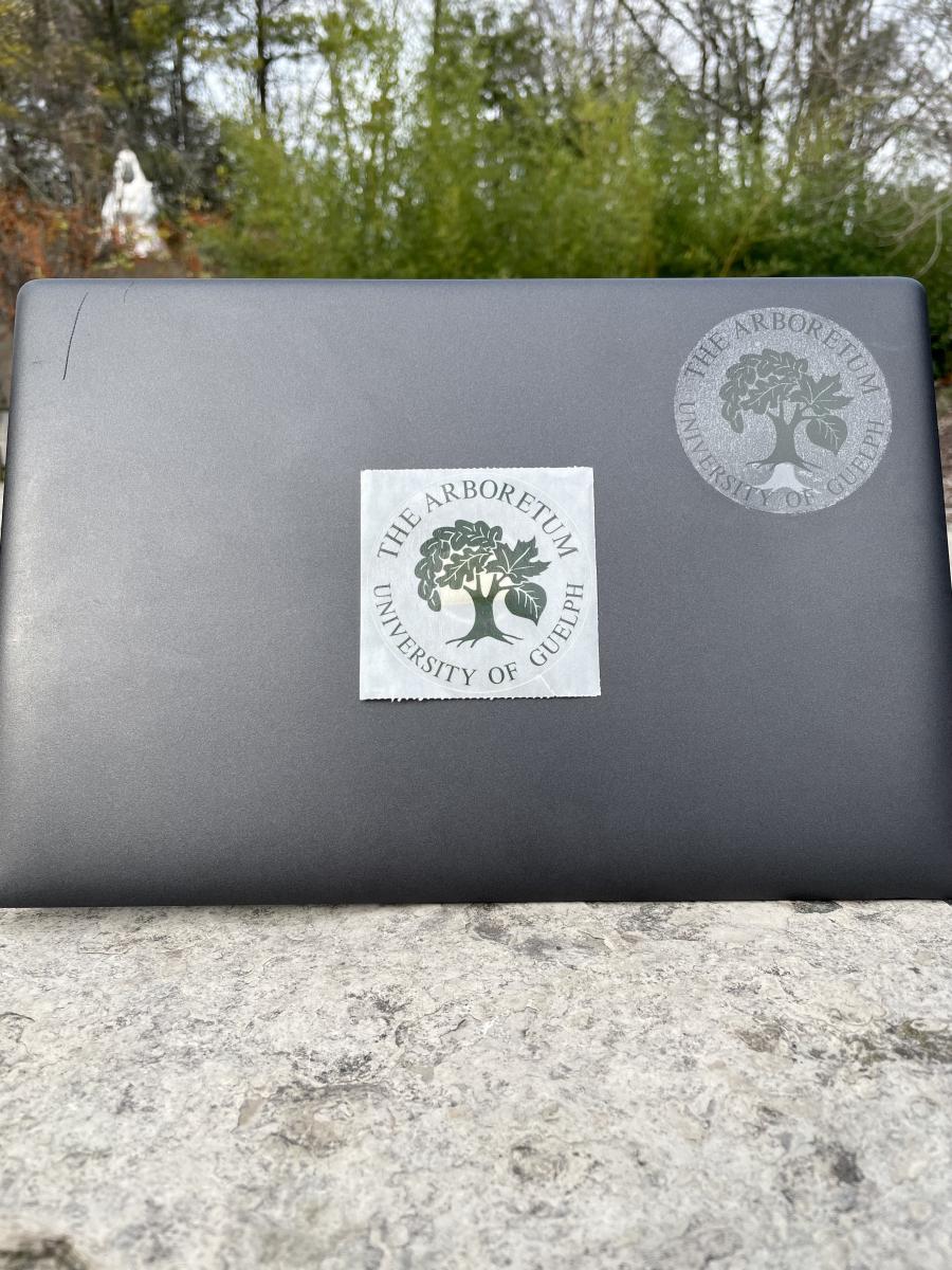 sticker on laptop