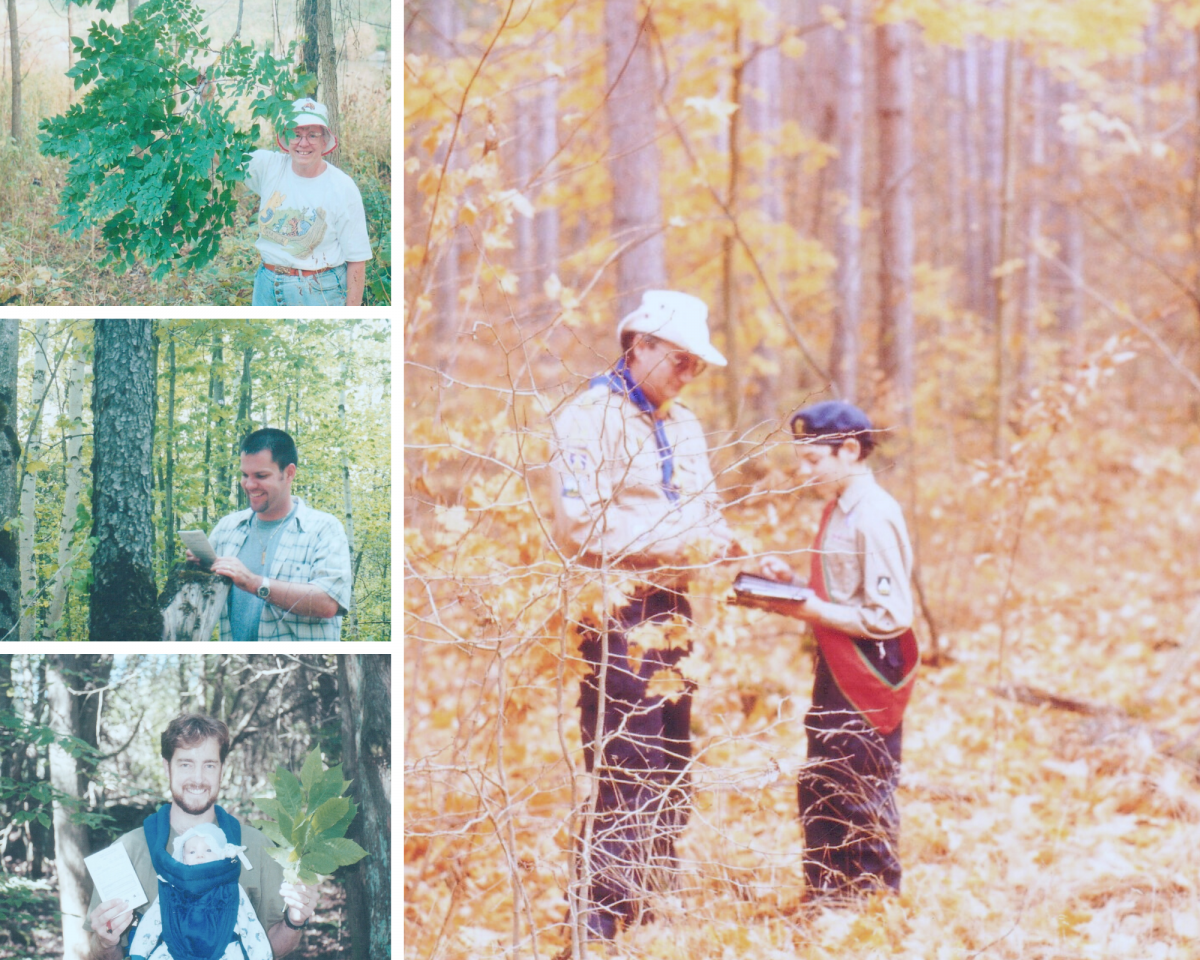 A collage of volunteers in the arboretum during the OTAP project.