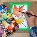 watercolour painting Fall leaves