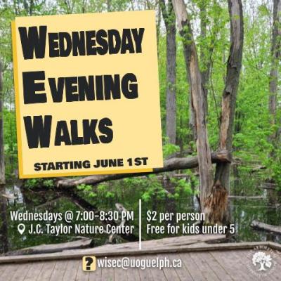 Wednesday Evening walk poster. text is repeated below the image