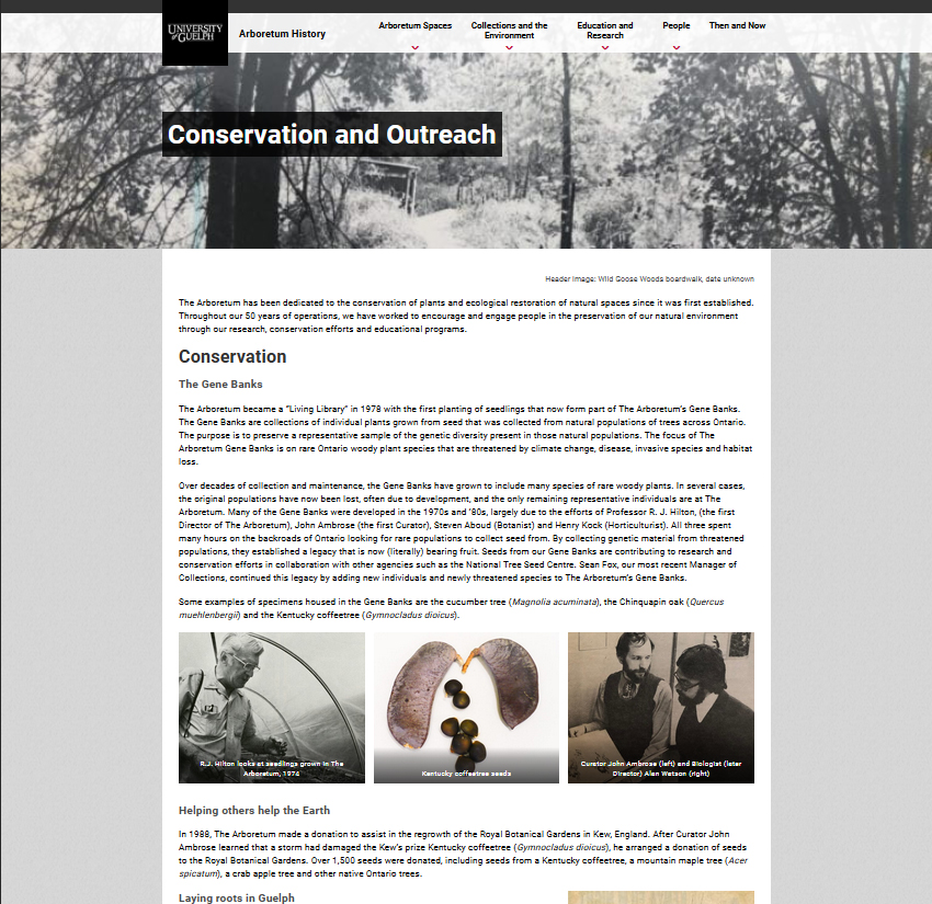 website screenshot for The Arb History website