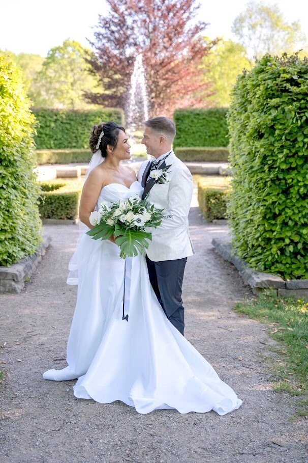 Bride and Groom at the Italian Garden site 