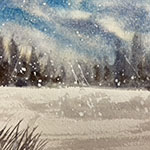 watercolour of snowy scene